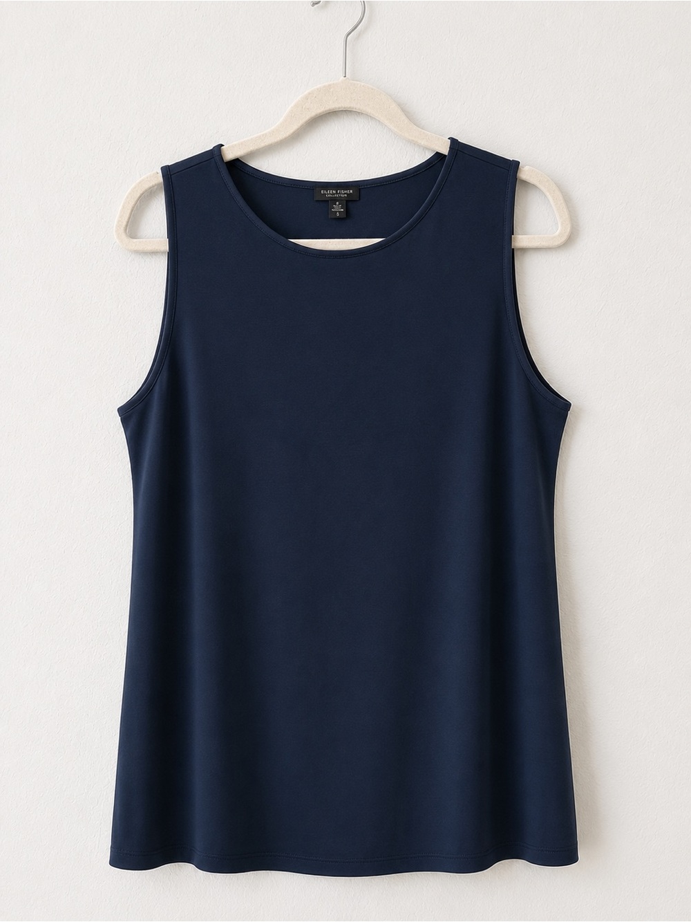 Eileen Fisher Navy Stretch Jersey Sleeveless Tank Top | Size S